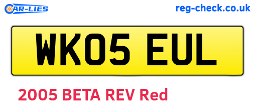 WK05EUL are the vehicle registration plates.