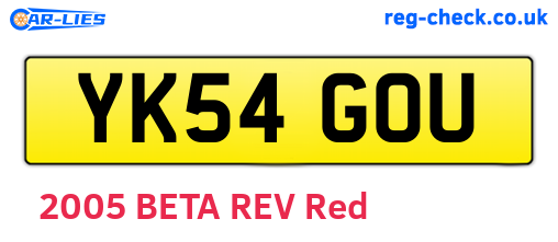 YK54GOU are the vehicle registration plates.