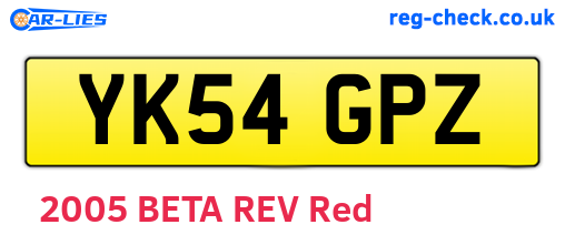 YK54GPZ are the vehicle registration plates.