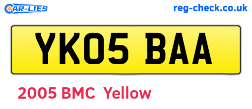 YK05BAA are the vehicle registration plates.