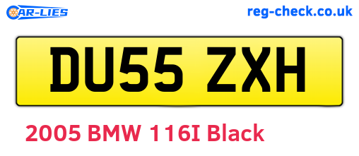 DU55ZXH are the vehicle registration plates.