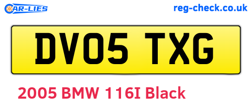 DV05TXG are the vehicle registration plates.