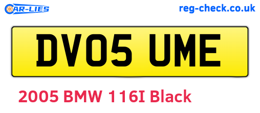 DV05UME are the vehicle registration plates.