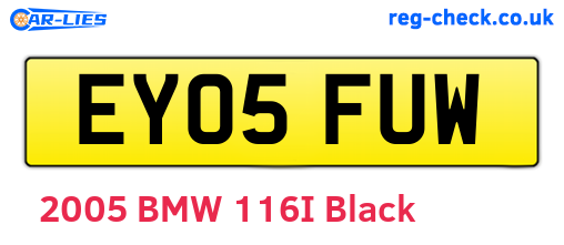 EY05FUW are the vehicle registration plates.