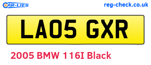 LA05GXR are the vehicle registration plates.