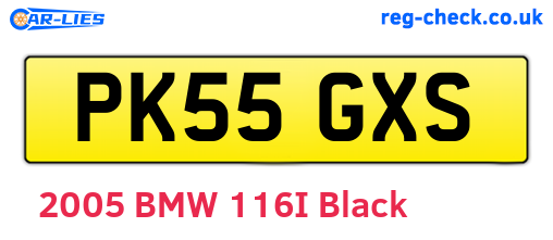 PK55GXS are the vehicle registration plates.