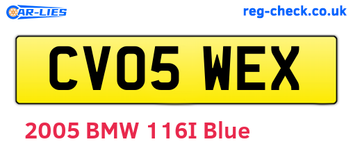 CV05WEX are the vehicle registration plates.