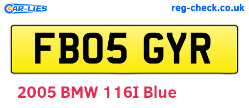 FB05GYR are the vehicle registration plates.