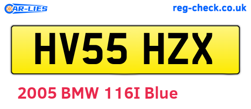 HV55HZX are the vehicle registration plates.