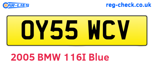 OY55WCV are the vehicle registration plates.