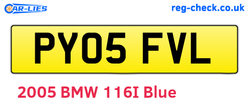 PY05FVL are the vehicle registration plates.