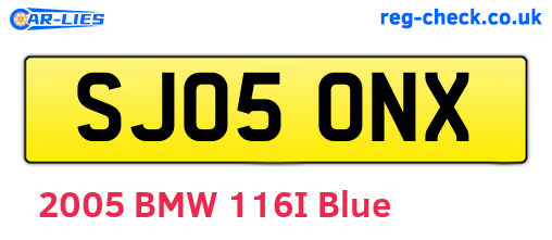 SJ05ONX are the vehicle registration plates.