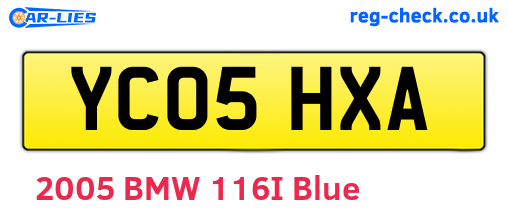 YC05HXA are the vehicle registration plates.