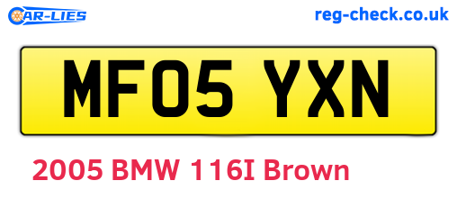 MF05YXN are the vehicle registration plates.