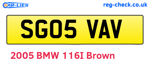 SG05VAV are the vehicle registration plates.