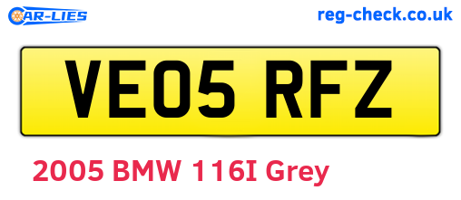 VE05RFZ are the vehicle registration plates.