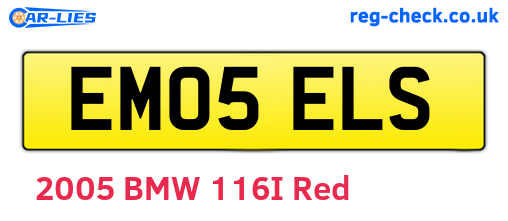 EM05ELS are the vehicle registration plates.