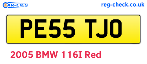 PE55TJO are the vehicle registration plates.