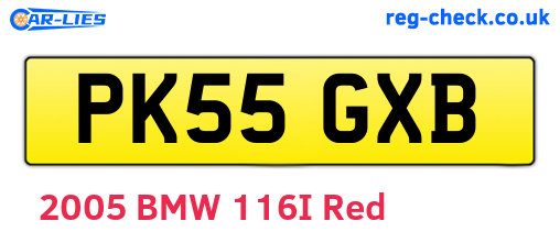 PK55GXB are the vehicle registration plates.