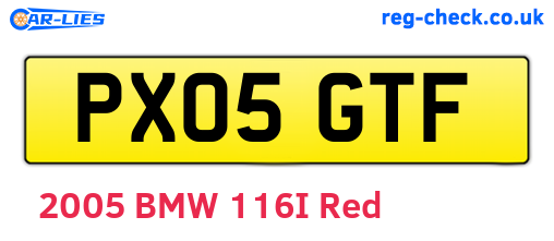 PX05GTF are the vehicle registration plates.