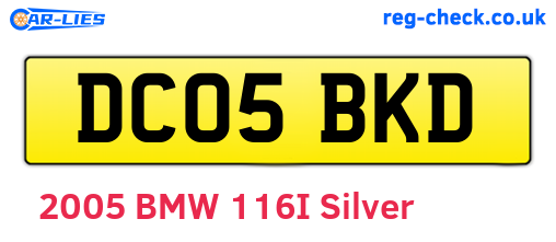 DC05BKD are the vehicle registration plates.