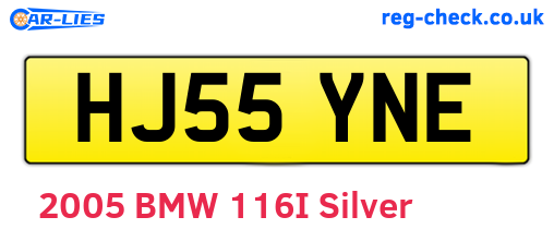 HJ55YNE are the vehicle registration plates.