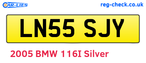 LN55SJY are the vehicle registration plates.