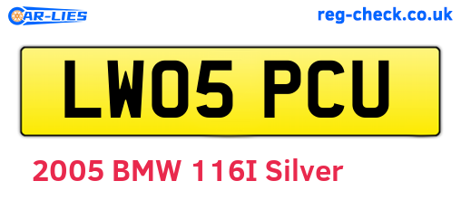 LW05PCU are the vehicle registration plates.