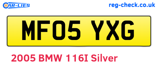 MF05YXG are the vehicle registration plates.