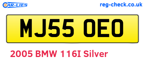 MJ55OEO are the vehicle registration plates.
