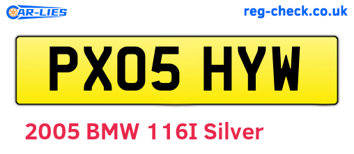PX05HYW are the vehicle registration plates.
