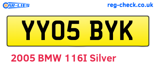 YY05BYK are the vehicle registration plates.