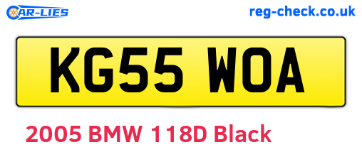 KG55WOA are the vehicle registration plates.