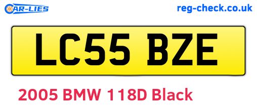 LC55BZE are the vehicle registration plates.