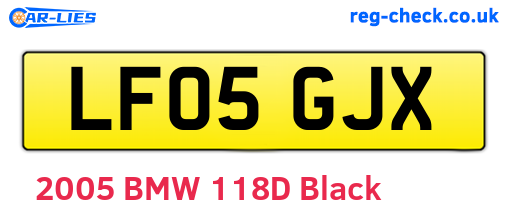 LF05GJX are the vehicle registration plates.