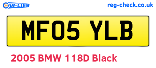 MF05YLB are the vehicle registration plates.