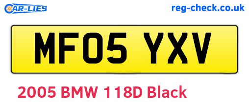 MF05YXV are the vehicle registration plates.