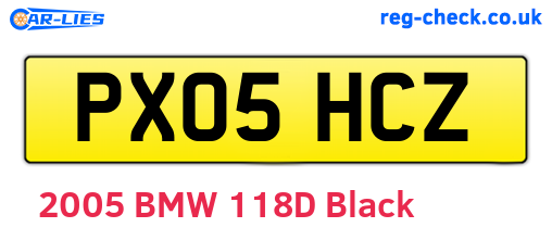 PX05HCZ are the vehicle registration plates.