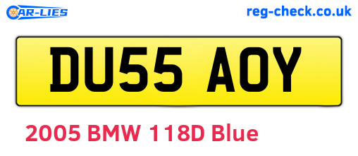 DU55AOY are the vehicle registration plates.