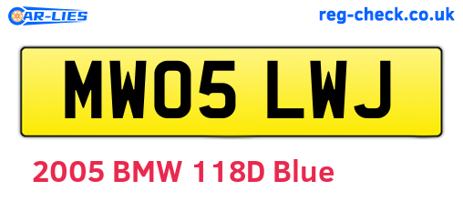 MW05LWJ are the vehicle registration plates.