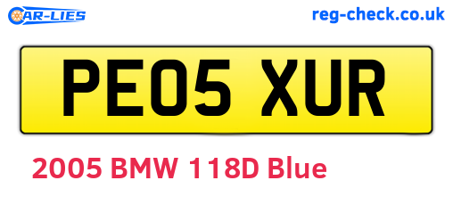PE05XUR are the vehicle registration plates.