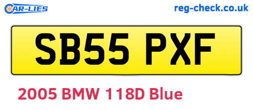 SB55PXF are the vehicle registration plates.