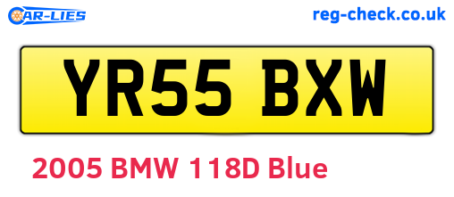YR55BXW are the vehicle registration plates.