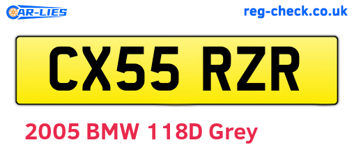 CX55RZR are the vehicle registration plates.