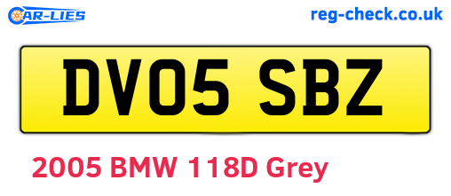 DV05SBZ are the vehicle registration plates.