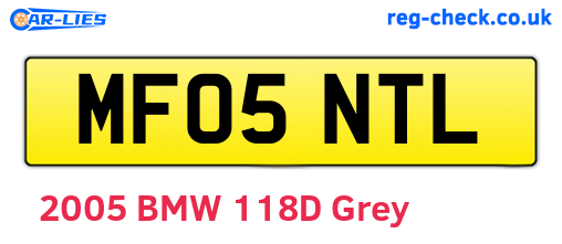 MF05NTL are the vehicle registration plates.