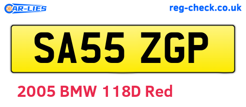 SA55ZGP are the vehicle registration plates.