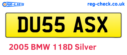 DU55ASX are the vehicle registration plates.