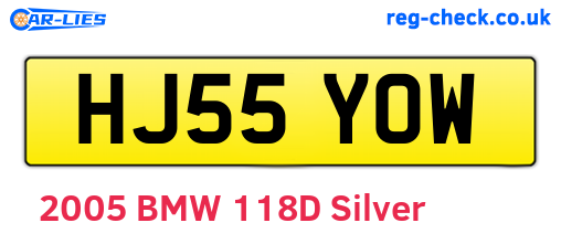HJ55YOW are the vehicle registration plates.