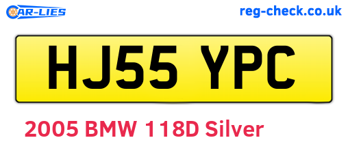HJ55YPC are the vehicle registration plates.